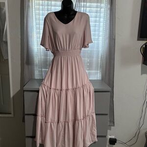Smocked Waist Blush Pink Maxi Dress for Women